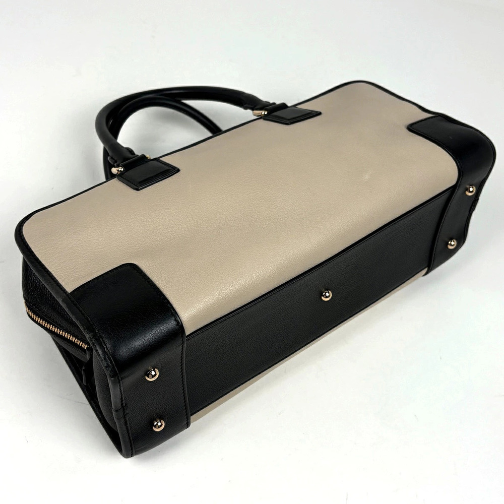 Loewe Handbag Logo Black Anagram Ivory Leather Amazona White